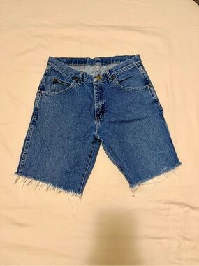 Wrangler Light Blue Denim Cutoff Shorts with Red Tab